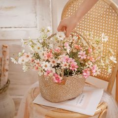 裝飾品5頭油畫小野仿真花廠家假花綠植物批發婚慶INS跨境MW71112