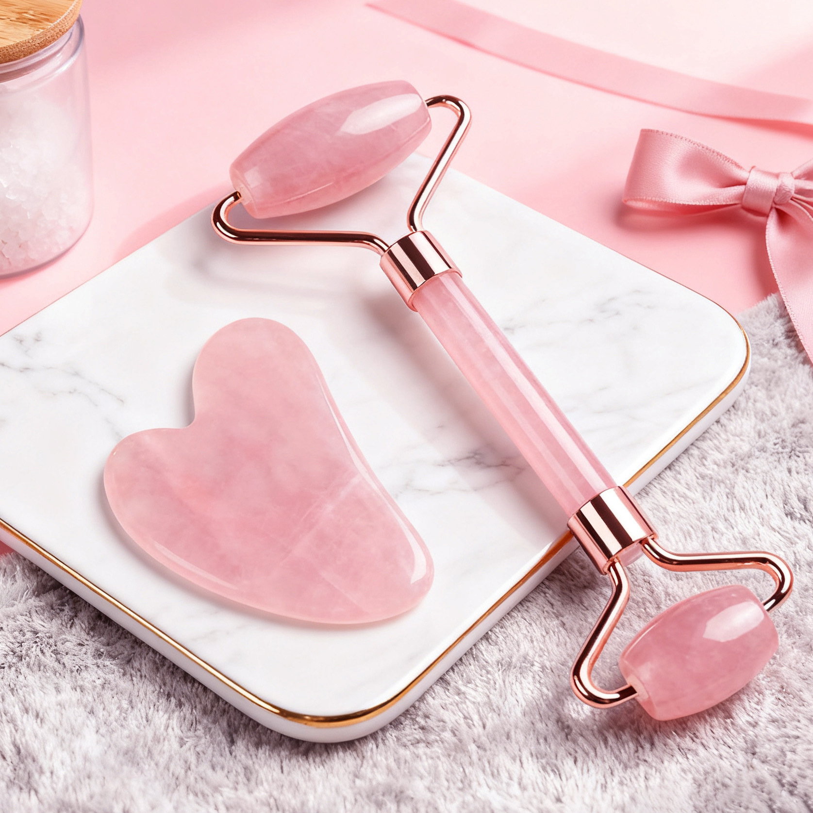 Polvo de cristal de polvo varita de masaje rollo de cristal de polvo facial jade doble cabeza masajeador de ojos al por mayor