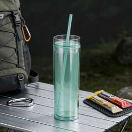 透明塑料吸管杯直升造型单层设计耐摔耐用便携水杯