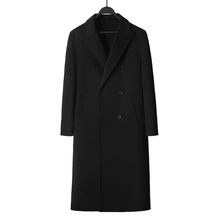 过膝加长双面羊绒大衣男士加厚休闲双排扣风衣双面羊毛呢外套潮流