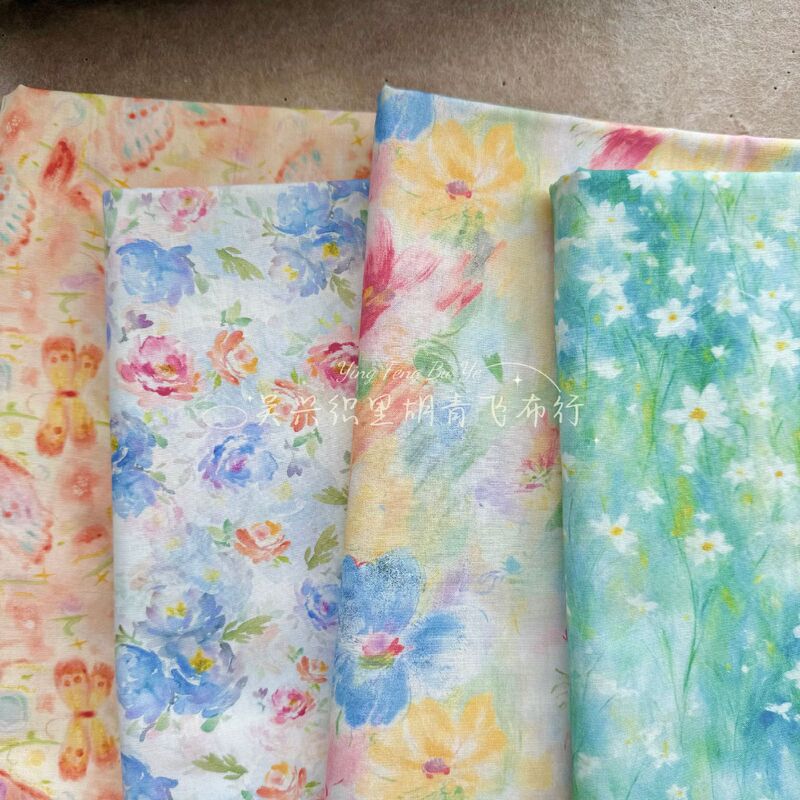 Cotton 40-Count Digital Printing Oil Painting Floral Cloth Clothing Dress Children's Clothing Home Clothing Handmade Bags and Hair Accessories