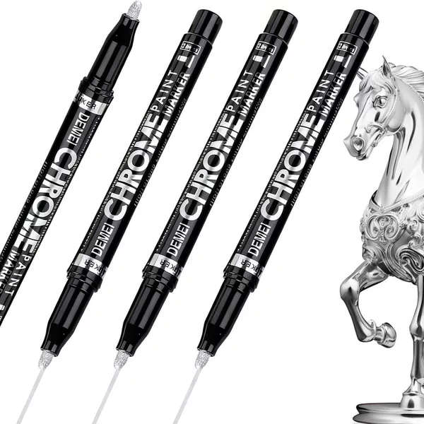 Chrome-plated marker pen for highlighting, mirror-finish models, gold and silver coloring, paint repair, high-gloss repair, touch-up, and electroplating