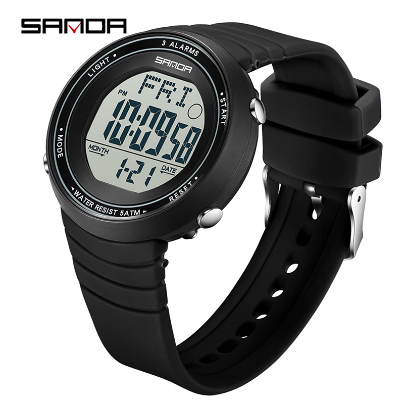 Sanda moda masculina y femenina silicona correa de reloj electrónico impermeable multifuncional reloj deportivo ligero y delgado de una sola pantalla luminosa