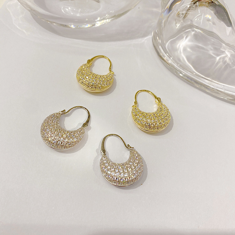 12g Weight Zircon Inlay Material Earrings Classification 1 Pair Modern Style Solid Color Plating Inlay Brass Zircon Gold Plated Earrings
