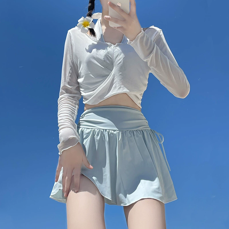 2025 новый купальник Студентка сплит спорт с длинными рукавами