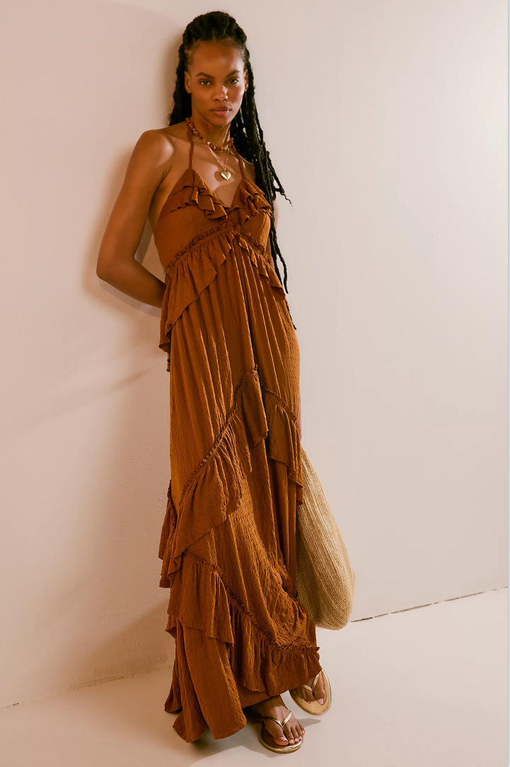 Ropa de mujer europea y americana 2024 verano nuevo estilo color sólido sexy tirantes con cuello en V sin espalda vestido largo mujeres comercio exterior al por mayor image 7