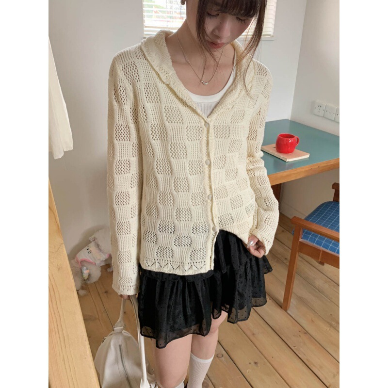 Gagd French-Style Retro Crochet Hollow-Out Short Knit Cardigan 26 Early Spring Versatile Youthful Gentle Style Top Shawl Gagd French-Style Retro Crochet Hollow-Out Short Knit Cardigan 26 Early Spring Versatile Youthful Gentle Style Top Shawl