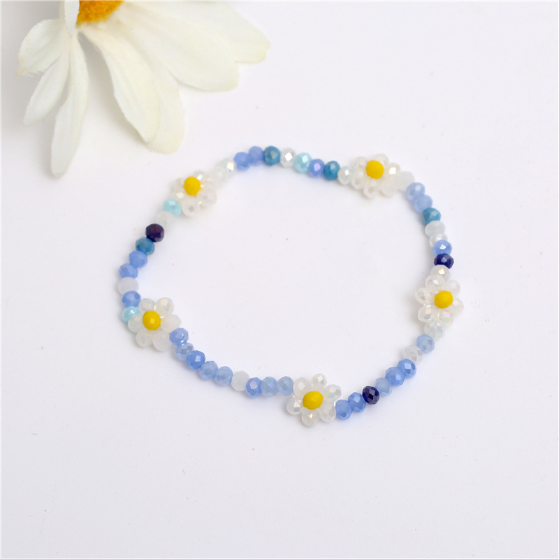 F2208001 蓝色混色小花水晶手链 2022.08.21