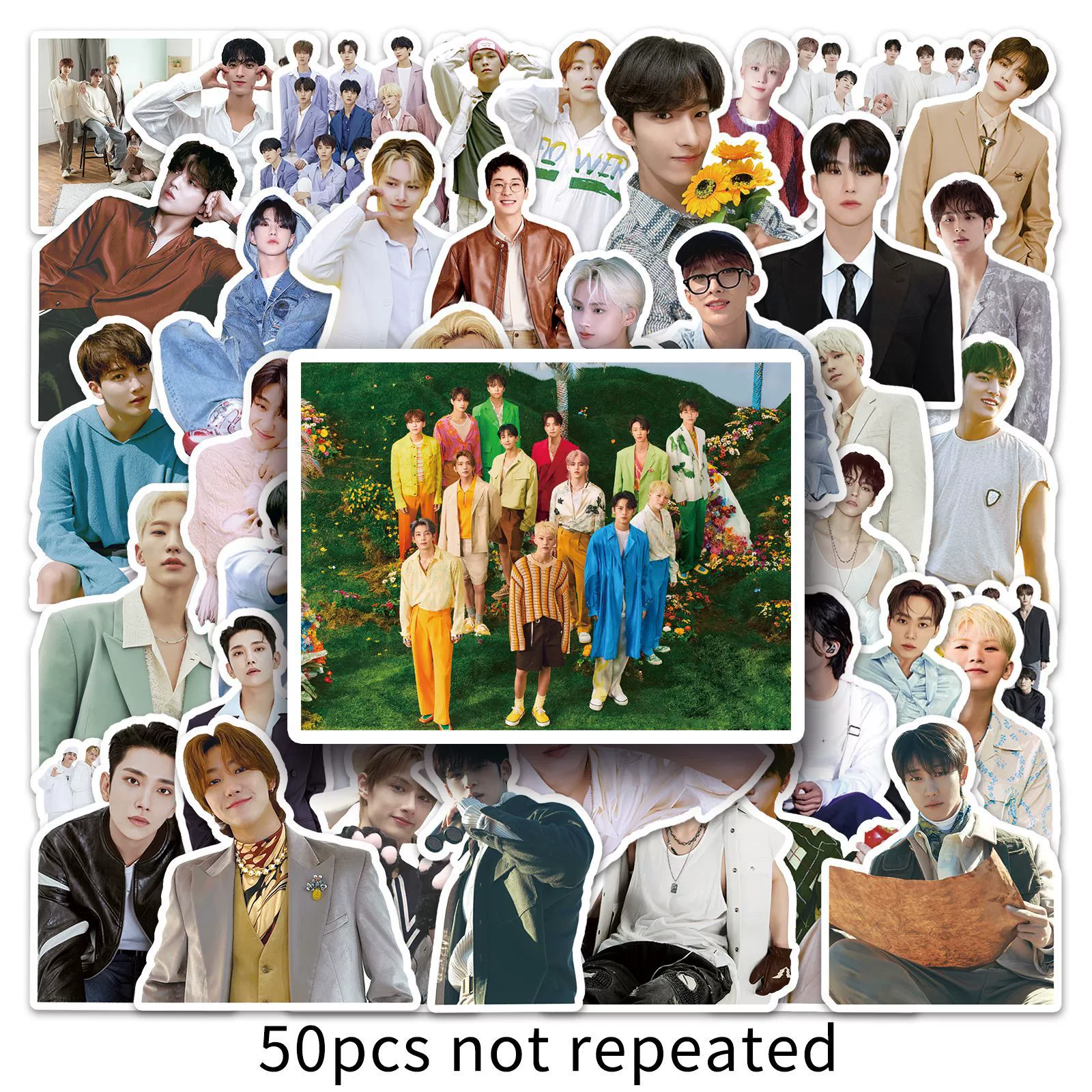 50 мужских групп Seventeen наклейки на телефон Korean звезда окружающий Cup Sticker карманная наклейка набор стикеров