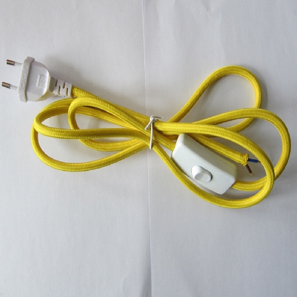 生产销售各种颜色鲜艳夺目带 303开关欧规圆插头编织电源线认证线