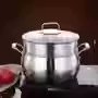 Кастрюля из нержавеющей стали 18/10 без покрытия, 24 см, зеркальная, двойные ручки, индукционная