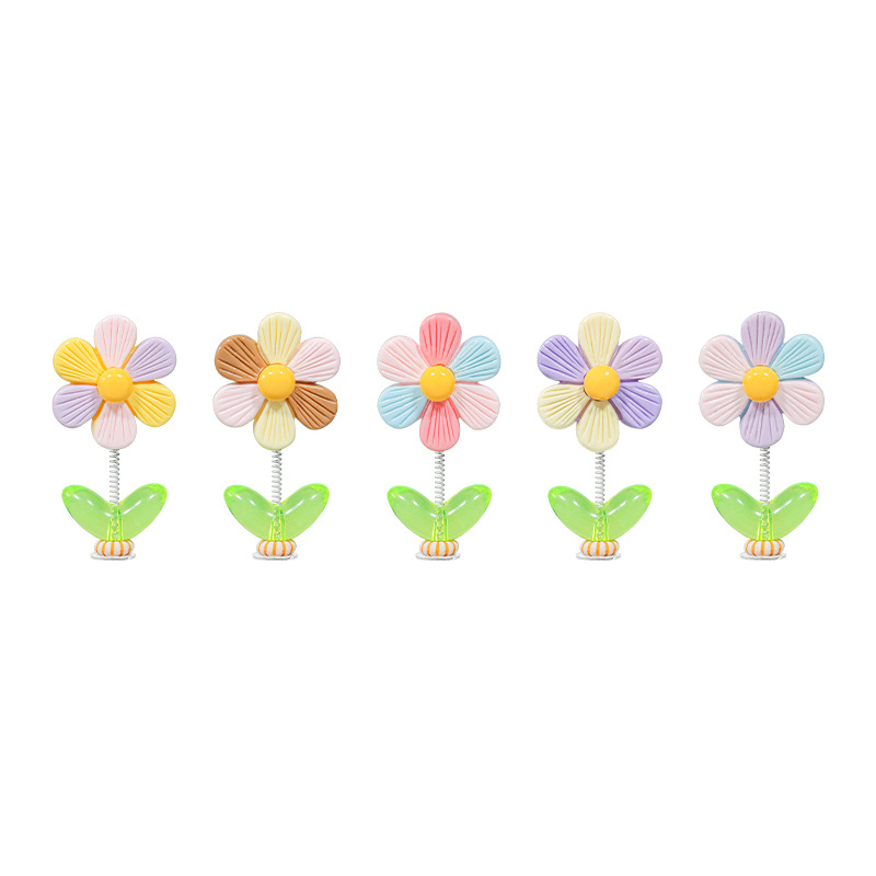 Rainbow Flower Car Small Ornaments Girl's Car Central Console Decoration Healing Style Fresh Shake Head Flower Car Ornaments