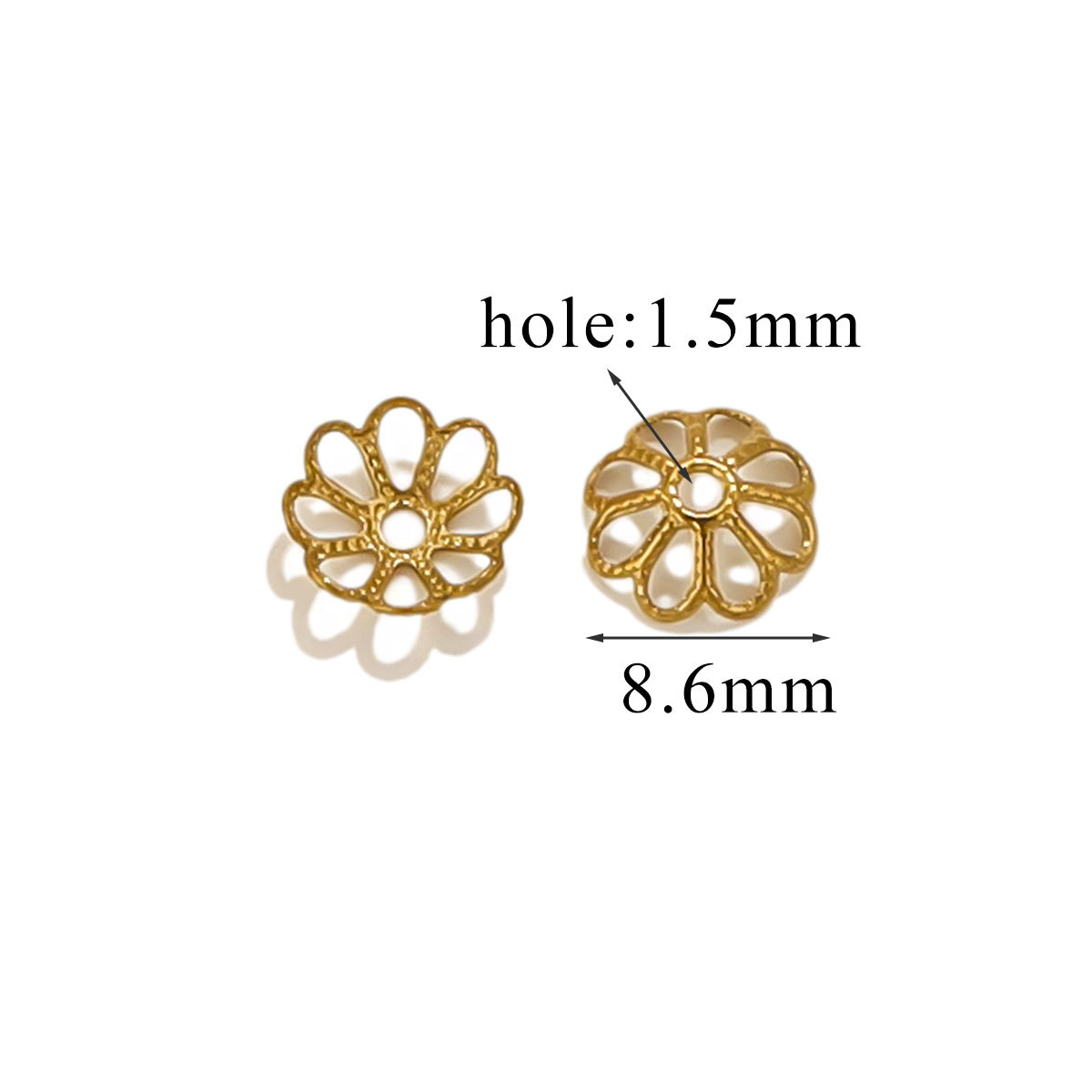 Petal de acero inoxidable sombrero de perlas 18K vacío chapado DIY collar pulsera joyería para hacer junta sombrero de perlas