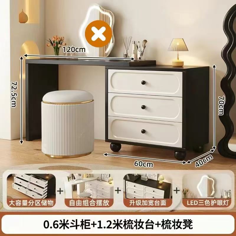 Xuanhei 120 테이블 + 60 검정 세트 셀프 3단 서랍장 + 구름 거울