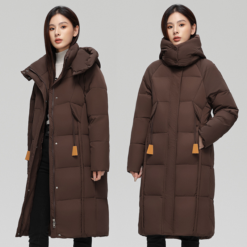 European and American down Cotton Jacket for Women 2025 Winter Korean Style Loose Long Over-The-Knee Women's Hooded Warm Jacket Cangzhou Now