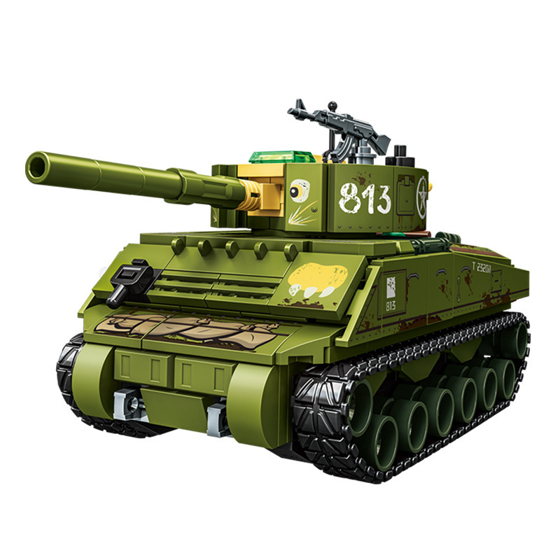 森宝积木M4A2军事战斗坦克拼搭积木模型拼装儿童益智玩具男孩礼物|undefined