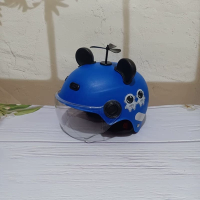 Motosiklet kaskı (dəbilqə), Safety Helmet - blue-no-13-black-windmill-black-bear-ears-1-5-years-old-short-lens-3c