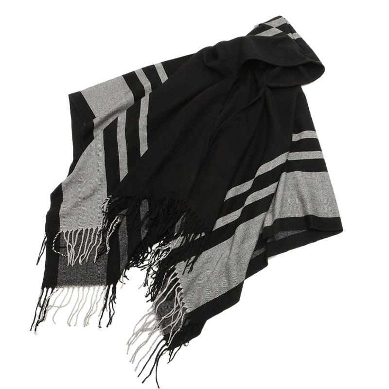 Cape shawl hooded scarf new European and American autumn and winter men's and women's cashmere knitted tassel hooded shawl coat