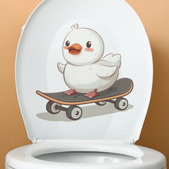 卡通小鴨子滑滑板兒童臥室馬桶貼家居裝飾牆貼貼紙自粘批發跨境
