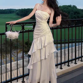 夏季新款【鸢尾茉莉】小众轻奢高端吊带连衣裙成人礼鱼尾生日礼服