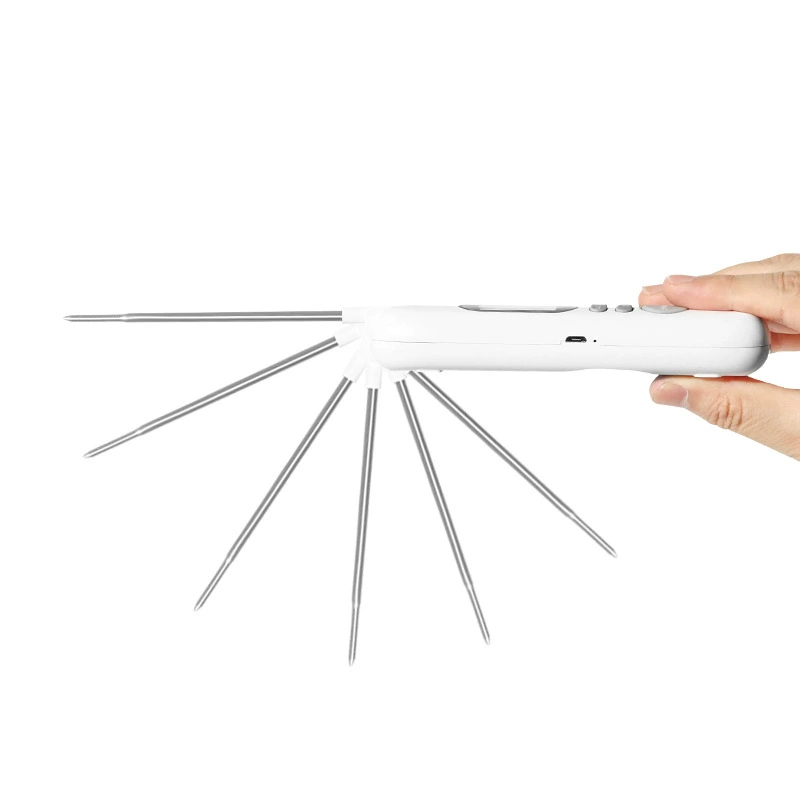 Electronic white thermometer charging, English