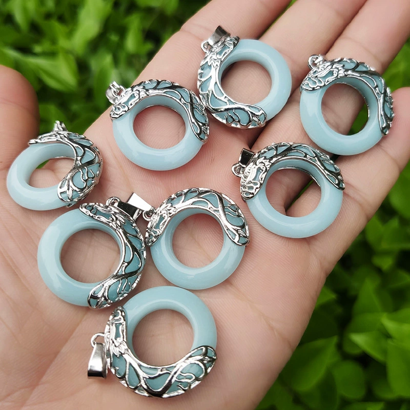 Кулон светящийся камень Солнце и Луна, латунная подвеска, 26 мм, ретро т. Charm