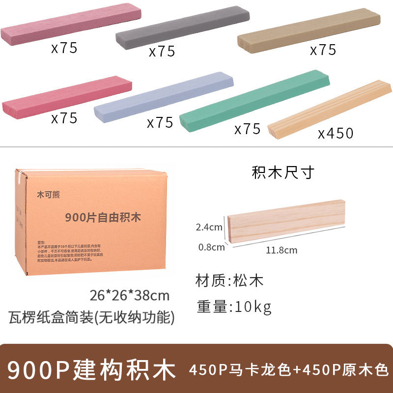 900 miếng (450P màu macaron 450P màu gỗ) đóng gói thùng carton