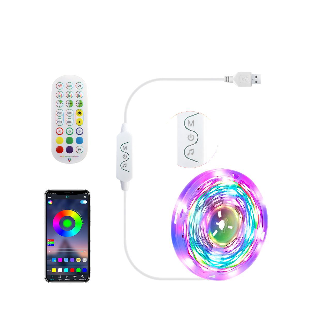 LED Magic Light Band Set 5050 Horse Racing Bluetooth App2.4G Remote Control USB TV Background Light Set
