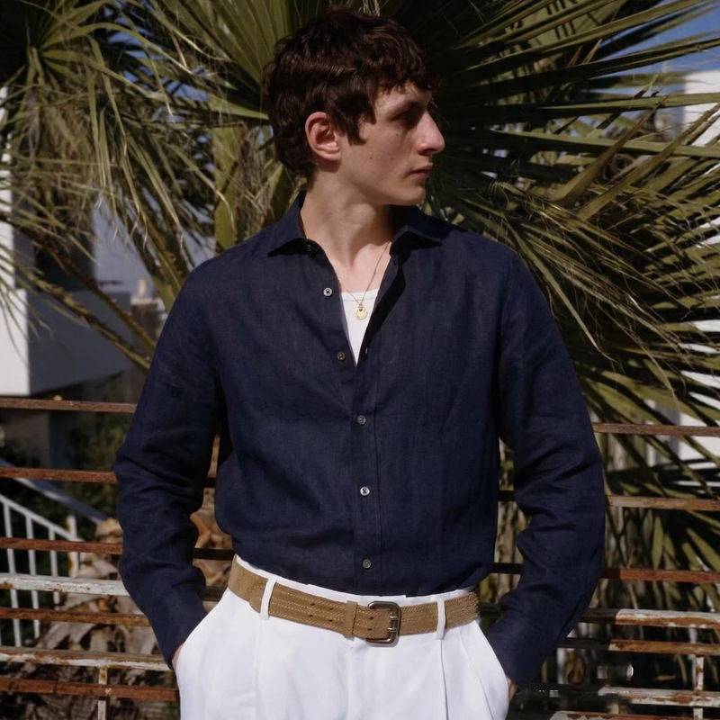 French-Style Aesthetic High-End Cotton Linen Old Money Style Long-Sleeve Shirt Casual Business Commute Basic Shirt Men's Top French-Style Aesthetic High-End Cotton Linen Old Money Style Long-Sleeve Shirt Casual Business Commute Basic Shirt Men's Top