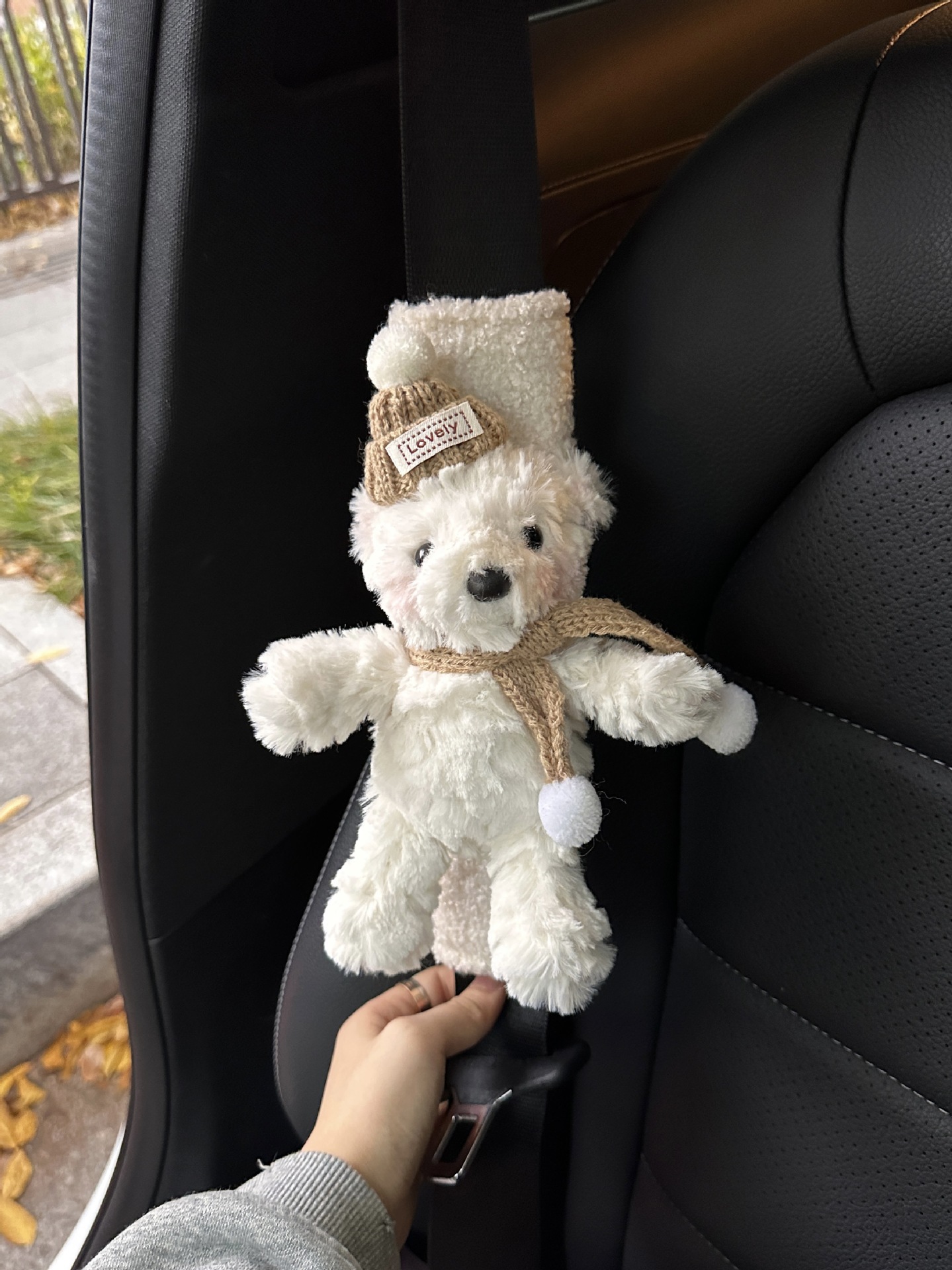 Rabbit car seat belt shoulder pad anti-collar protective cover car ornaments cute plush girl car interior