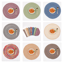 北欧棉纱圆形餐桌垫子 手工编制西餐垫 防滑防汤盘子碗垫杯隔热垫