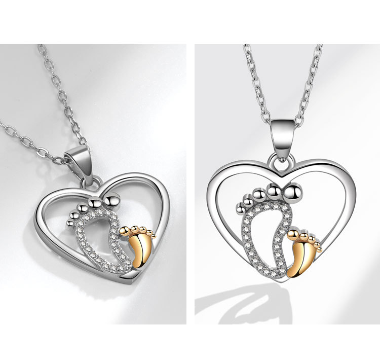 Casual Heart Shape Foot Copper Plating Rhinestones Pendant Necklace display picture 5