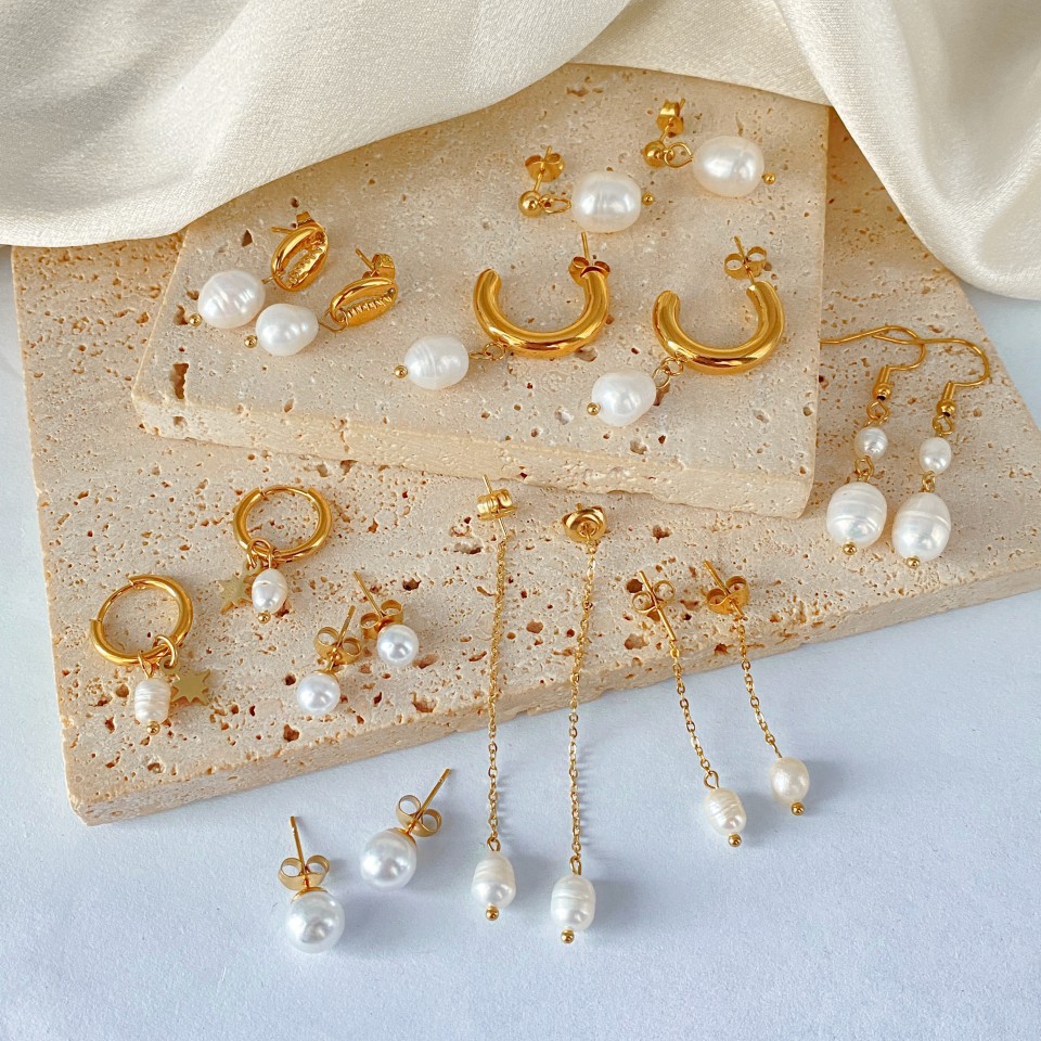Luxuriöse Perlen-Creolen Minimalistische 18K Vergoldete Perlen-Ohrringe für Mädchen Trendiger Schmuck als Geschenk zum Jahrestag oder Geburtstag – Detail 1