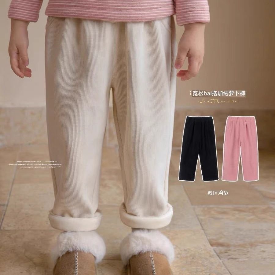 女童灯芯绒裤子秋冬新款加绒保暖休闲裤儿童宝宝洋气长裤0122A040