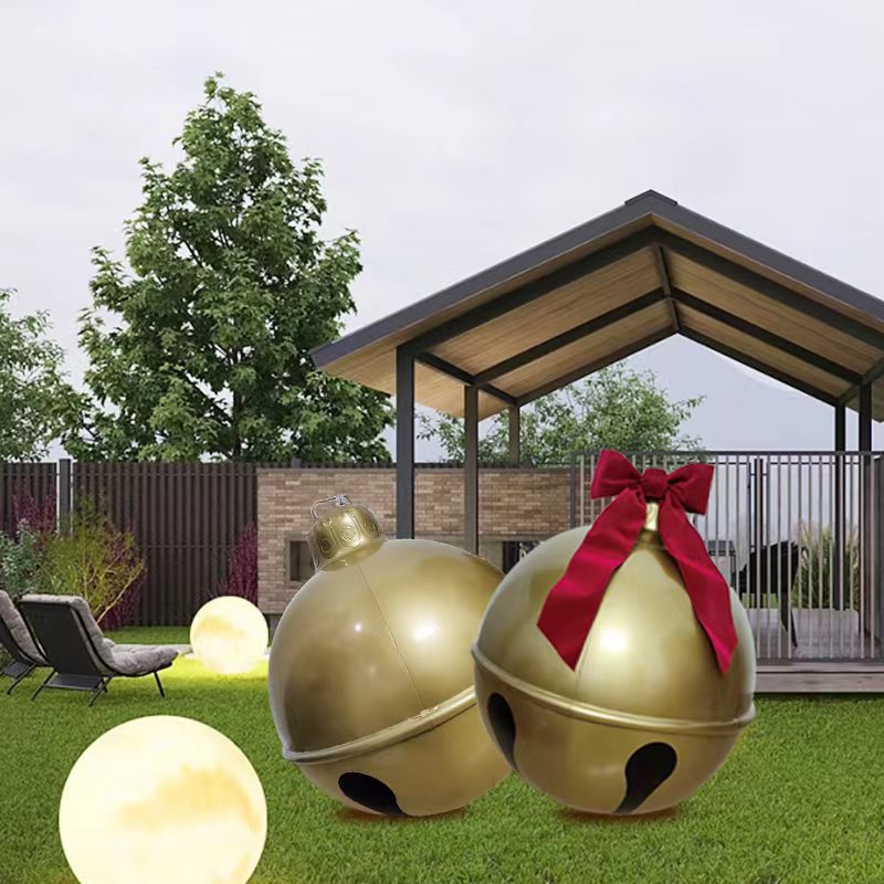Globos decorativos de campana de Navidad nuevos transfronterizos 45cm 60cm al aire libre PVC inflable bola de Navidad adornos de juguete