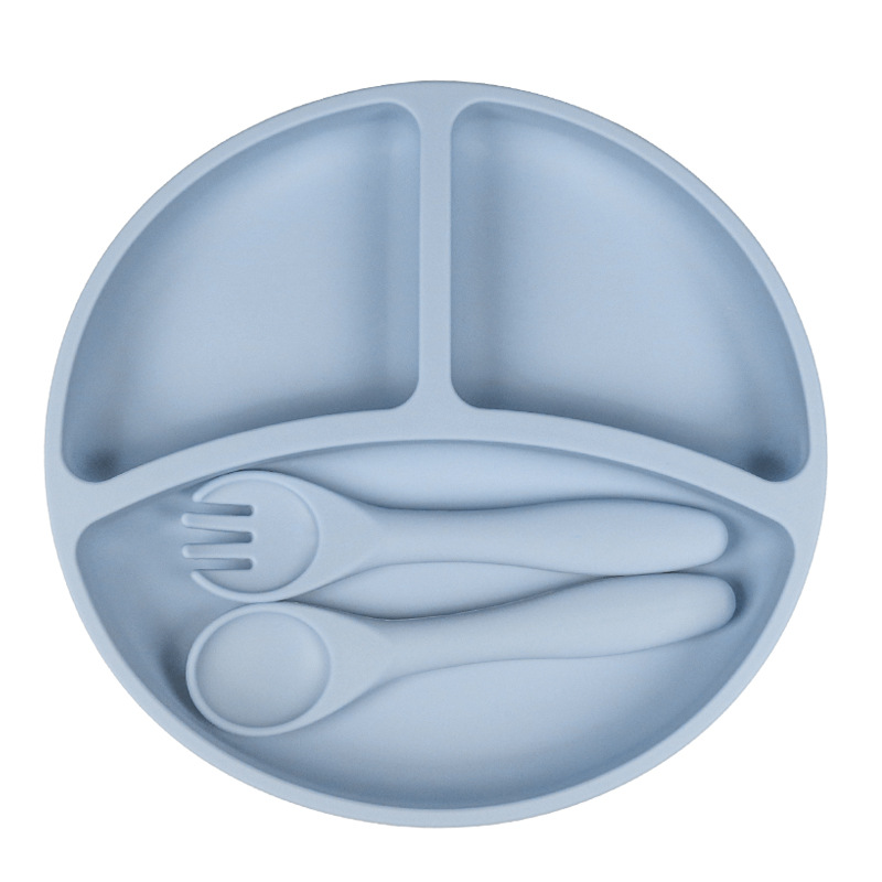 Nuevo producto de Amazon Bandeja de comida de silicona para bebés Bandeja de comida para niños Banquete dividido Tazón de comida para bebés Ventosa integrada de grado alimenticio