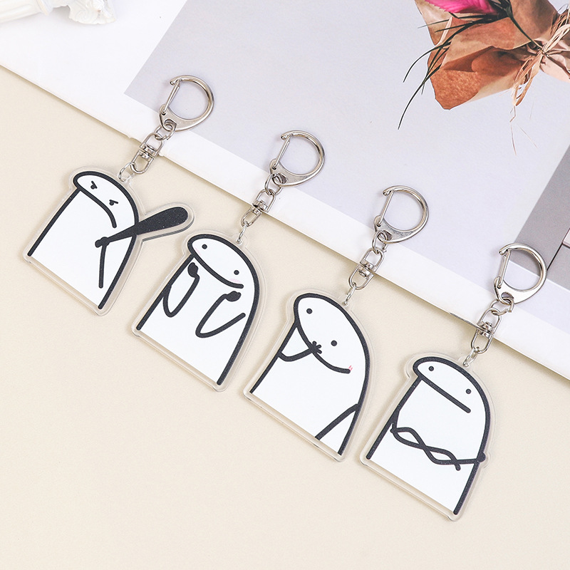 新しい両面シンプルな描画小人アクリルキーホルダーペンダントクリエイティブペンダント両面かわいいアクセサリー卸売|undefined