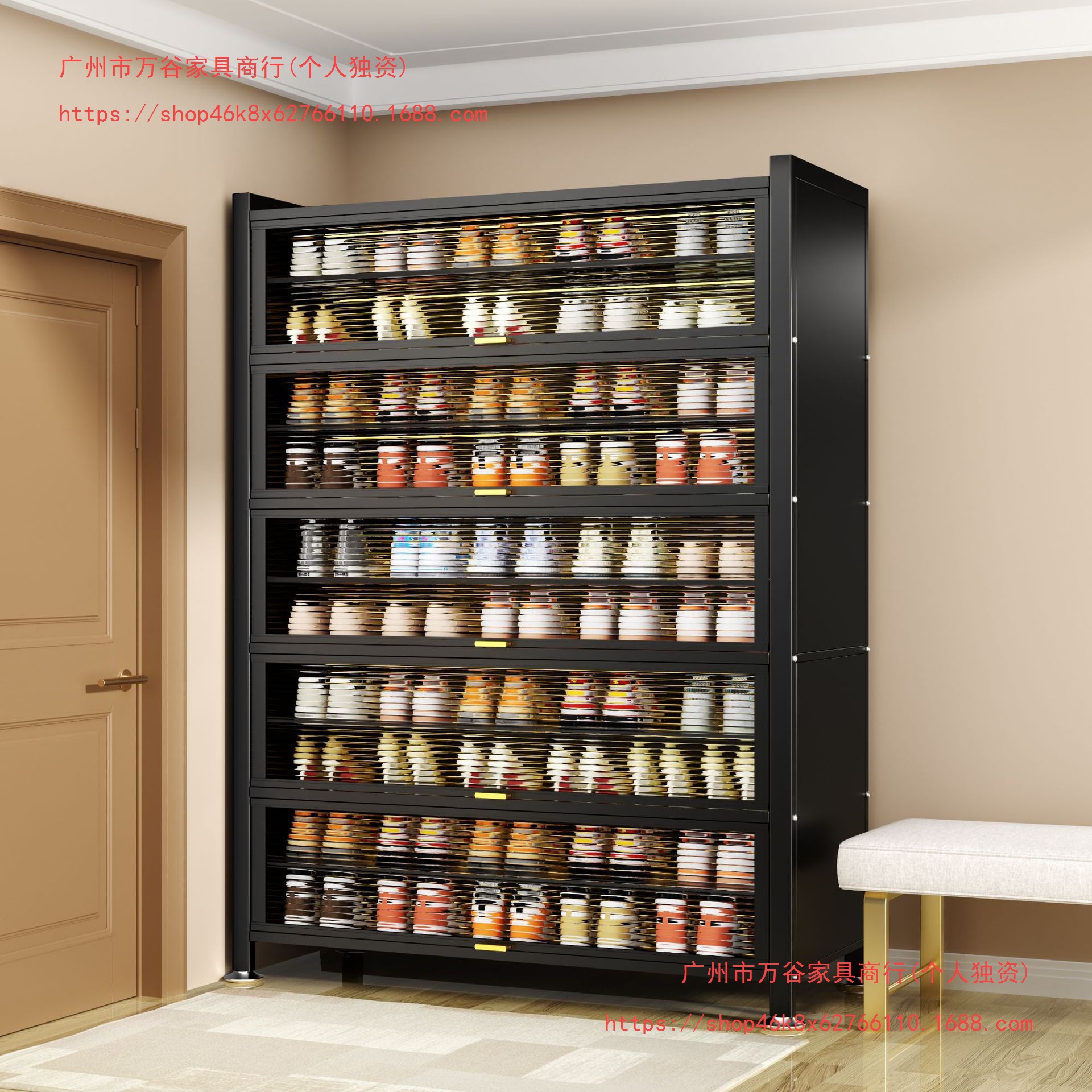 Household Steel Shoe Cabinet Floor-Standing Multi-Layer Dust-Proof Shoe Rack Entrance Entrance Large-Capacity Moisture-Proof Storage Cabinet