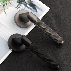 Home black room door lock handle set, modern minimalist new silent lock, suitable for solid wood doors