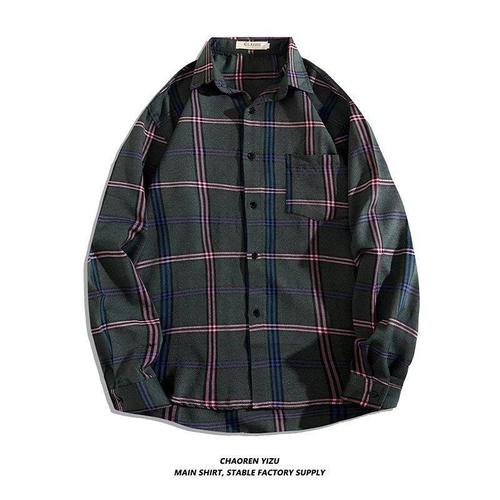 Men's Ins Trendy Grid Shirt, Korean Style Simple Fashion Loose Spring and Summer Casual T-shirt Jacket