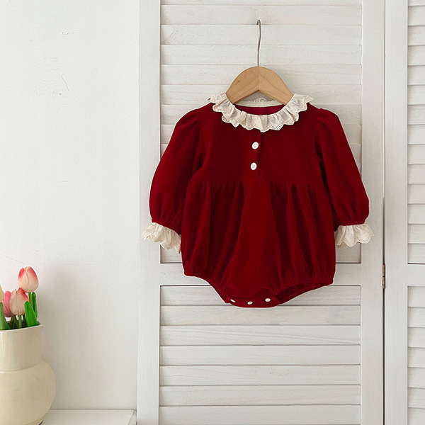 Autumn red dress girl's