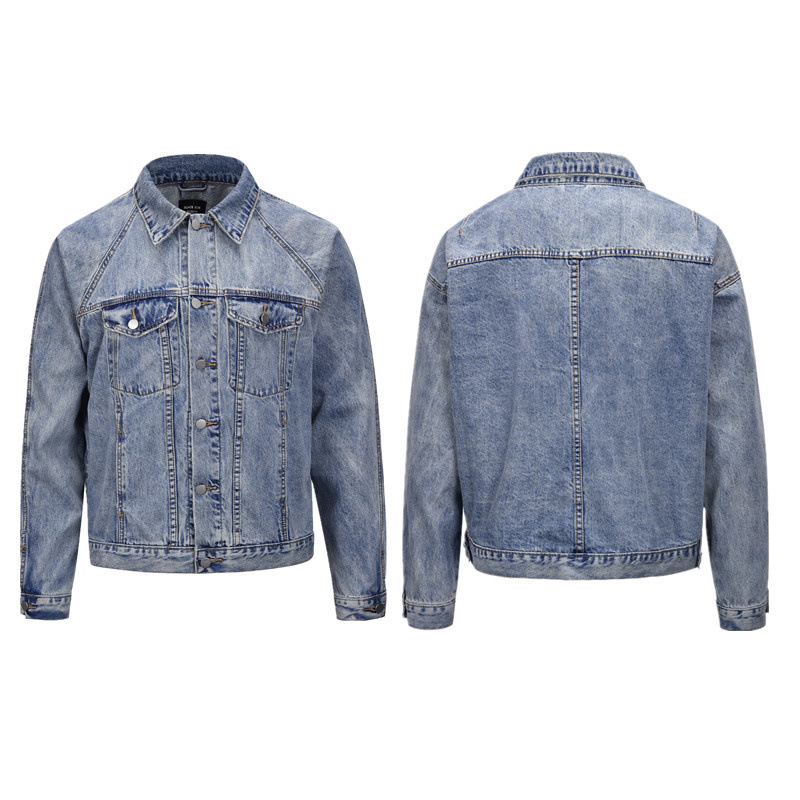 Herrenbekleidung Herren Vintage Washed PU Wildleder Bomberjacke - Distressed Denim Baumwollmantel, Streetwear Loose Fit Trainingsjacke_voghion.com