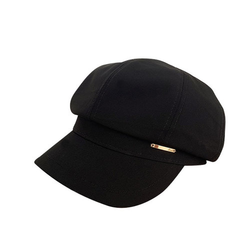 Black beret for women in autumn and winter ins internet celebrity versatile hat Japanese style big head circumference showing face small octagonal painter hat