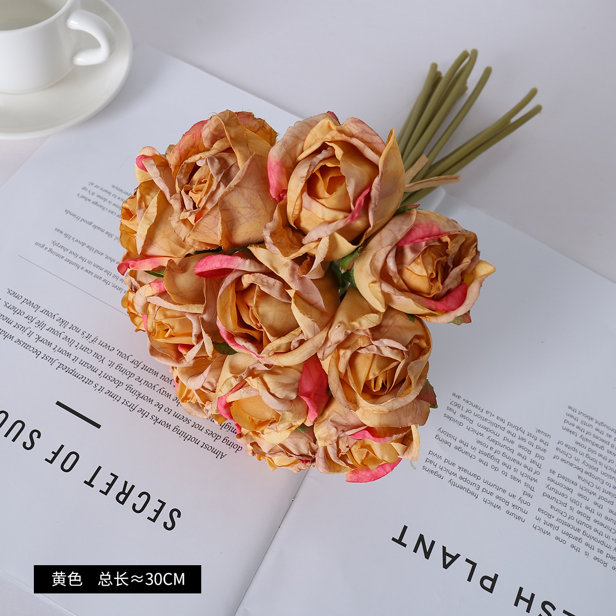 Simulación transfronteriza decoración de flores de rosas 12 rosas pequeñas bodas de la novia simulación de rosas pequeñas