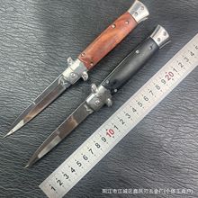 黑手党折叠刀小刀户外防身锋利随身高硬度木柄AKC求生战术折刀