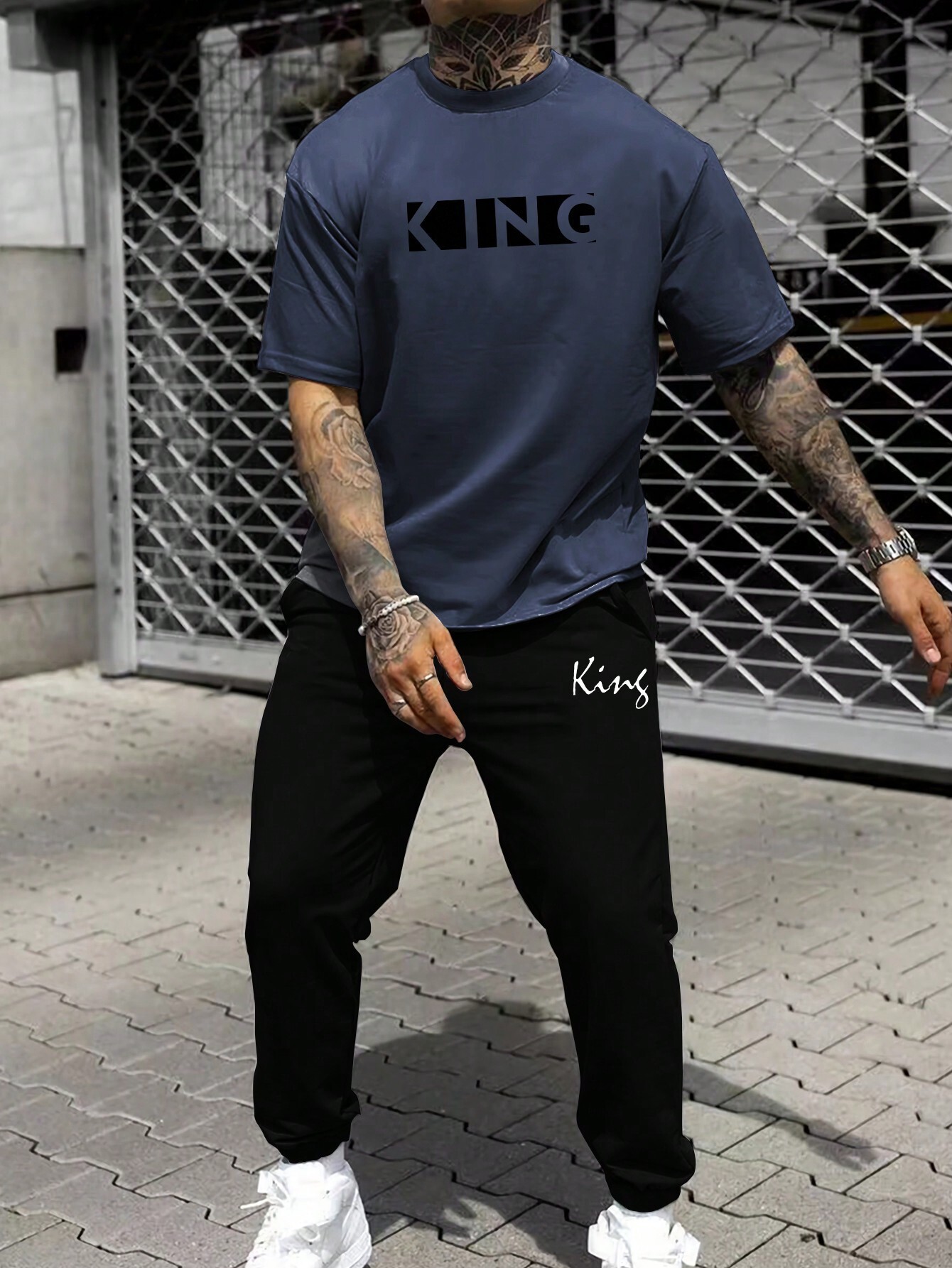 Pantalones de camiseta de manga corta sueltos de la marca de moda 2024 nuevo traje de dos piezas simple y casual ME13 ML4