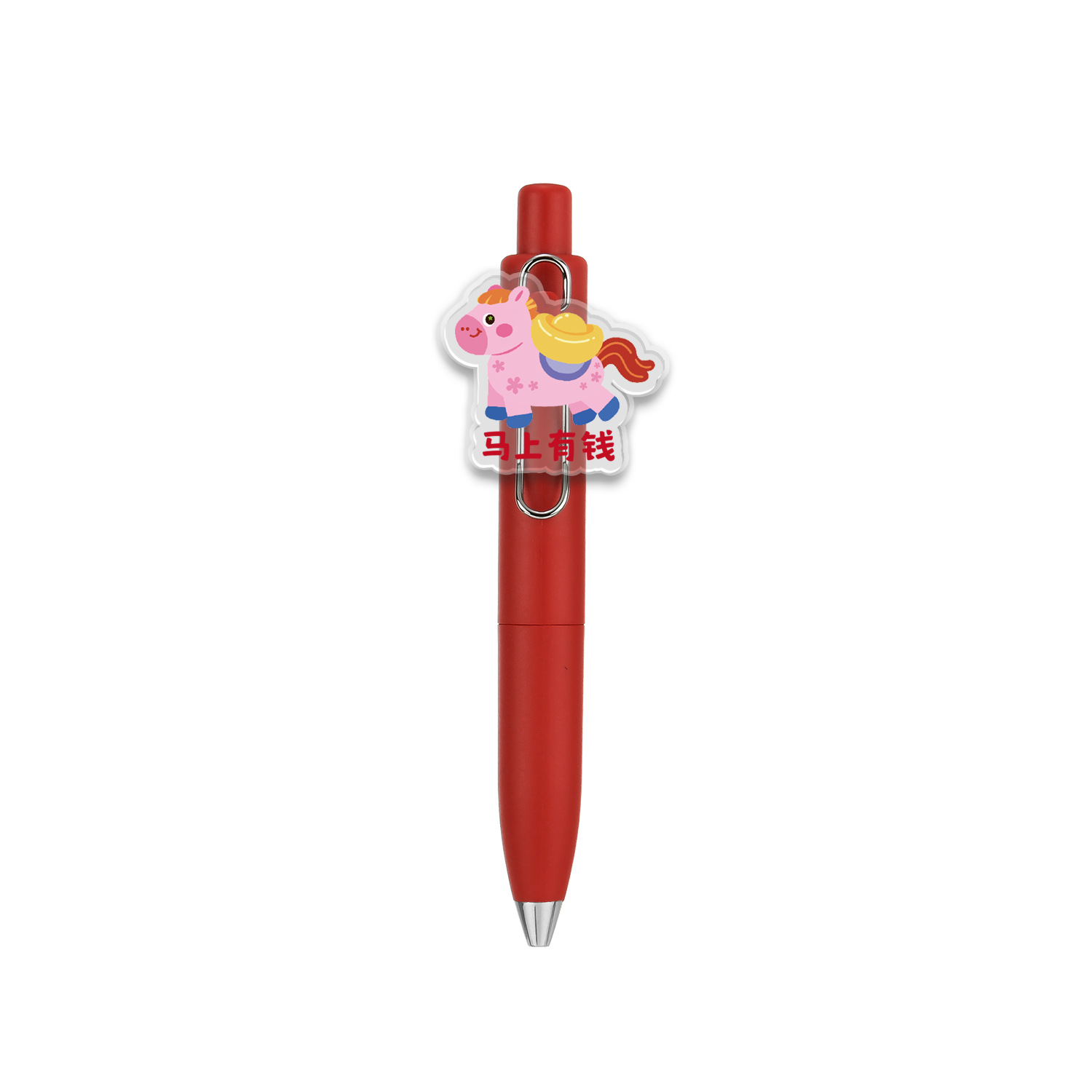 Nuevo año del caballo pequeño pin gordo bolígrafo neutro logotipo personalizado dibujos animados bolígrafo de firma personalizado publicidad bolígrafo