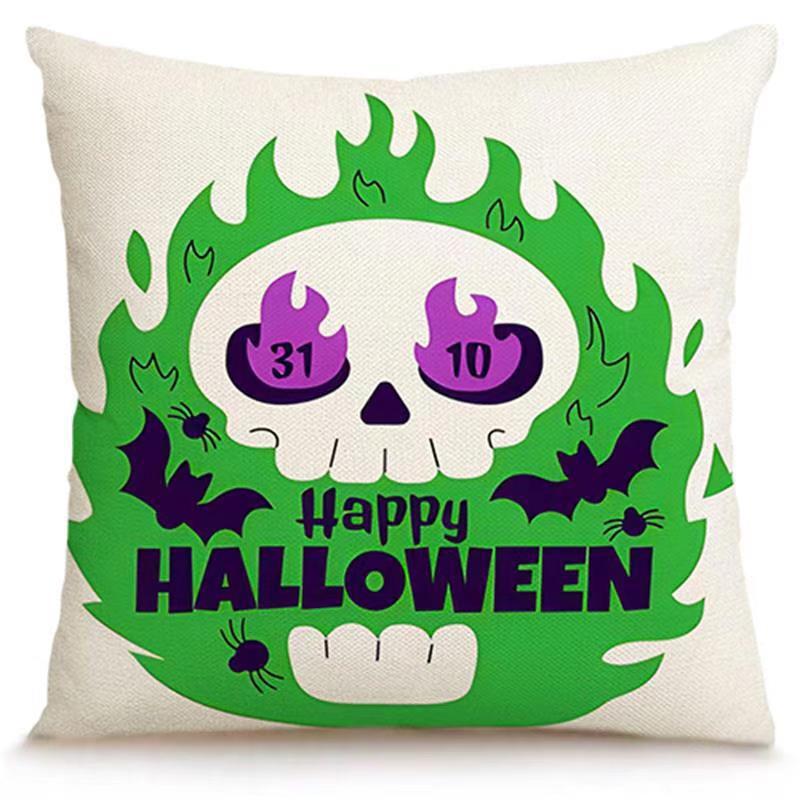 Transfronterizo Amazon Halloween impresión lino almohada cubierta bruja calabaza decoración doméstica almohada cubierta
