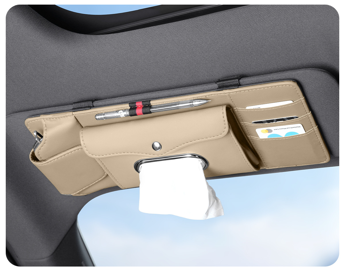 Car Sun Visor Storage Clip, Multifunctional Tissue Box, Document Holder, Sunglasses Storage Box, Car Glasses Clip
