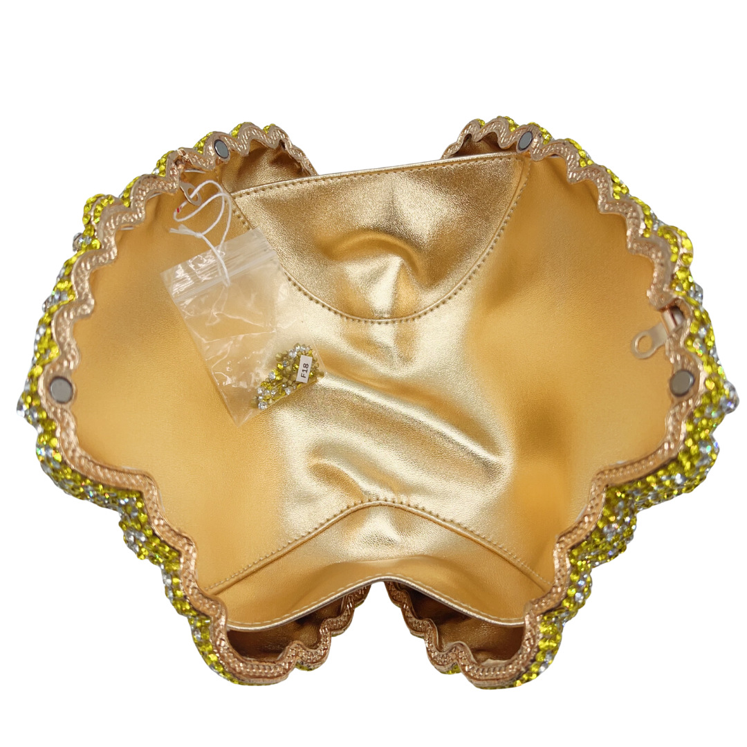 Clutch nữ hình vỏ sò đính đá dạ hội cầm tay — màu vàng, màu hồng, tím hoa violet, tùy chỉnh màu khác